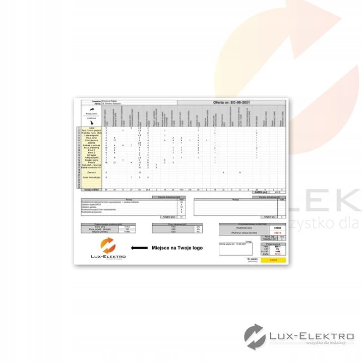arkusz excel do wyceny instalacji elektrycznych w budynkach mieszkalnych