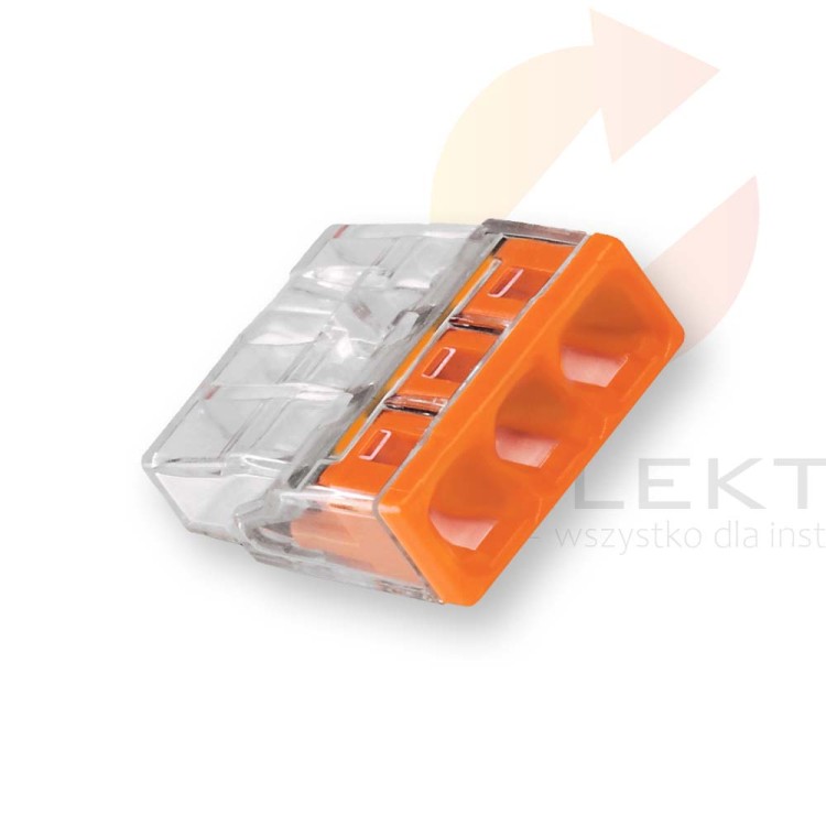 WAGO Szybkozłączka 3x 0,5-2,5mm2 pomarańczowa 2273-203  Hurtownia Elektryczna Lux-Elektro Rzeszów Tyczyn | Sklep Elektryczny Online