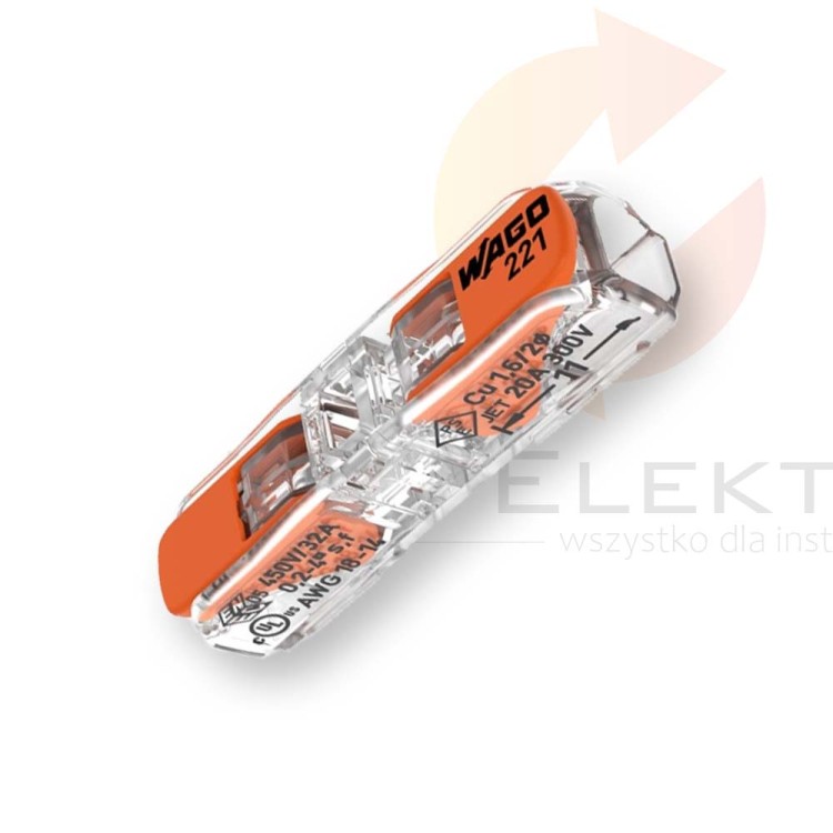 WAGO Szybkozłączka przelotowa z dźwignią 2x0,2-4mm2 Inline 221-2411 /60szt./  Hurtownia Elektryczna Lux-Elektro Rzeszów Tyczyn | Sklep Elektryczny Online