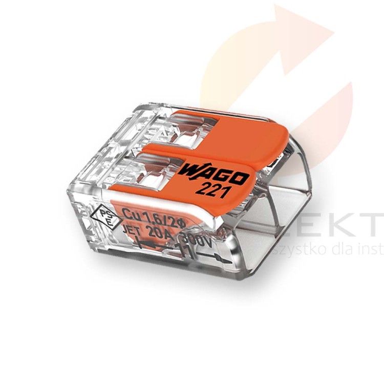 Szybkozłączka 2x0,5-6mm2 transparentna / pomarańczowa 221-612 /50szt./ Hurtownia Elektryczna Lux-Elektro Rzeszów Tyczyn | Sklep Elektryczny Online