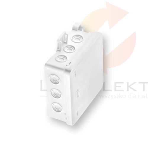 Puszka naścienna 100x40x100mm z dławnicą zintegrowaną samozatrzaskowa, bezhalogenowa, seria FASTBOXiHOOK biała IP54 NS7 35349106 Hurtownia Elektryczna Lux-Elektro Rzeszów Tyczyn | Sklep Elektryczny Online