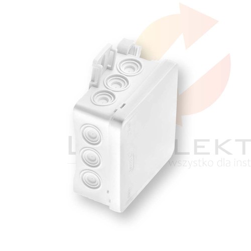 Puszka naścienna 75x40x75mm z dławnicą zintegrowaną samozatrzaskowa, bezhalogenowa, seria FASTBOXiHOOK biała IP54 NS5 35360106 Hurtownia Elektryczna Lux-Elektro Rzeszów Tyczyn | Sklep Elektryczny Online