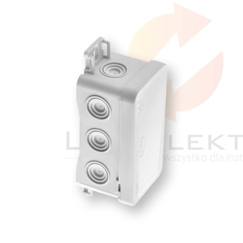 Puszka naścienna 45x40x85mm z dławnicą zintegrowaną samozatrzaskowa, bezhalogenowa, seria FASTBOXiHOOK szara IP54 NS8 35357102 Hurtownia Elektryczna Lux-Elektro Rzeszów Tyczyn | Sklep Elektryczny Online