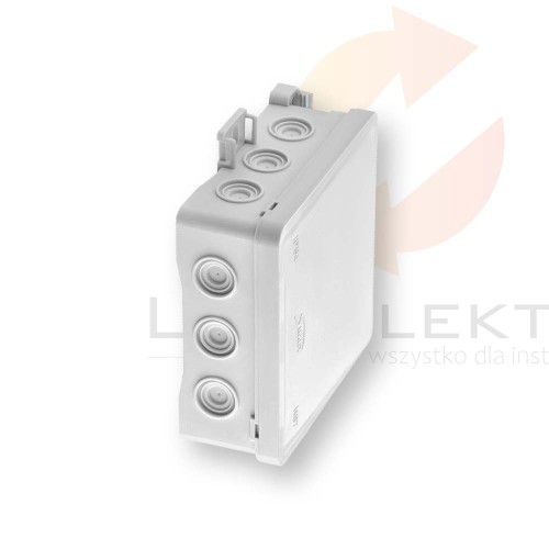 Puszka naścienna 100x40x100mm z dławnicą zintegrowaną samozatrzaskowa, bezhalogenowa, seria FASTBOXiHOOK szara IP54 NS7 35349102 Hurtownia Elektryczna Lux-Elektro Rzeszów Tyczyn | Sklep Elektryczny Online