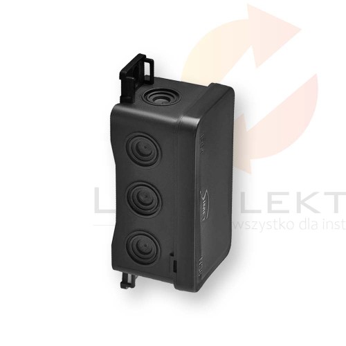 SIMET puszka naścienna 85x40x45mm z dławnicą zintegrowaną samozatrzaskowa, bezhalogenowa, seria FASTBOXiHOOK czarna IP54 NS8 35357107 Hurtownia Elektryczna Lux-Elektro Rzeszów Tyczyn | Sklep Elektryczny Online