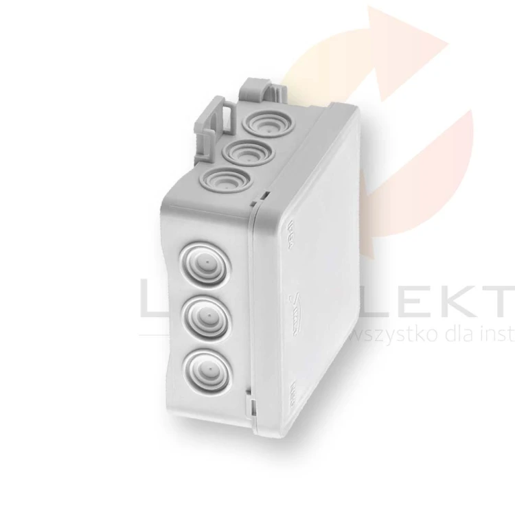 Puszka naścienna 85x40x85mm z dławnicą zintegrowaną samozatrzaskowa, bezhalogenowa, seria FASTBOXiHOOK szara IP54 NS6 35346102 Hurtownia Elektryczna Lux-Elektro Rzeszów Tyczyn | Sklep Elektryczny Online
