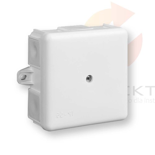Puszka hermetyczna n/t 86x86x39mm z zaciskiem 5x2,5mm z uszami montaż. IP55 biała 0226-11 Hurtownia Elektryczna Lux-Elektro Rzeszów Tyczyn | Sklep Elektryczny Online