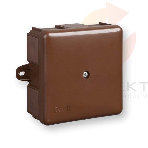 Puszka hermetyczna n/t 86x86x39mm z zaciskiem 5x2,5mm z uszami montaż. IP55 brązowa 0226-61 Hurtownia Elektryczna Lux-Elektro Rzeszów Tyczyn | Sklep Elektryczny Online