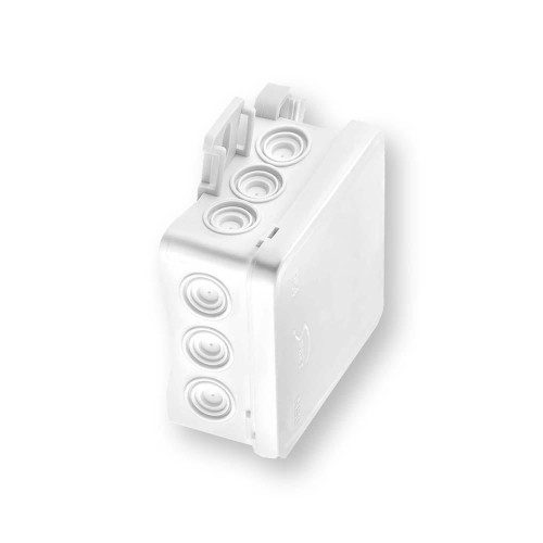 Puszka naścienna 85x40x85mm z dławnicą zintegrowaną samozatrzaskowa, bezhalogenowa, seria FASTBOXiHOOK biała IP54 NS6 35346106 Hurtownia Elektryczna Lux-Elektro Rzeszów Tyczyn | Sklep Elektryczny Online