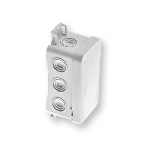 Puszka naścienna 45x40x85mm z dławnicą zintegrowaną samozatrzaskowa, bezhalogenowa, seria FASTBOXiHOOK szara IP54 NS8 35357102 Hurtownia Elektryczna Lux-Elektro Rzeszów Tyczyn | Sklep Elektryczny Online