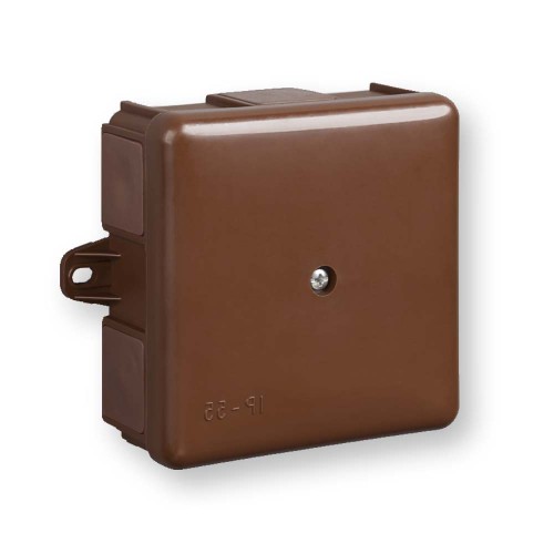 Puszka hermetyczna n/t 86x86x39mm z zaciskiem 5x2,5mm z uszami montaż. IP55 brązowa 0226-61 Hurtownia Elektryczna Lux-Elektro Rzeszów Tyczyn | Sklep Elektryczny Online