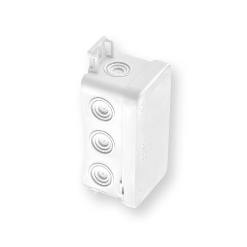 Puszka naścienna 45x40x85mm z dławnicą zintegrowaną samozatrzaskowa, bezhalogenowa, seria FASTBOXiHOOK biała IP54 NS8 35357106 Hurtownia Elektryczna Lux-Elektro Rzeszów Tyczyn | Sklep Elektryczny Online