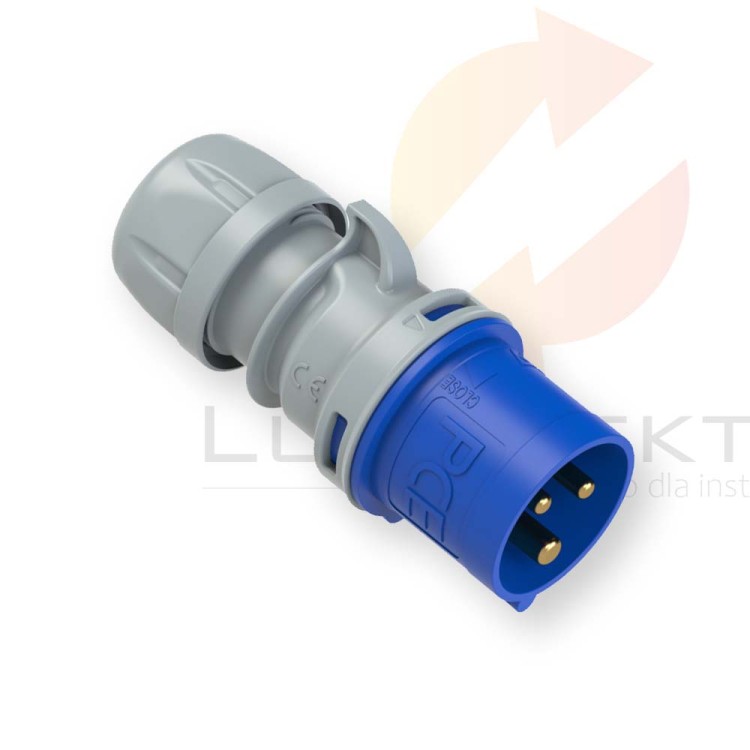 Wtyczka przenośna 32A 3P 400V niebieska IP44 TURBO SHARK 023-6TT PCE Hurtownia Elektryczna Lux-Elektro Rzeszów Tyczyn | Sklep Elektryczny Online