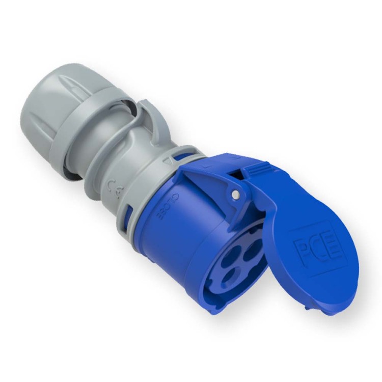 Gniazdo przenośne 16A 3P 230V niebieskie IP44 TURBO SHARK 213-6TT PCE  Hurtownia Elektryczna Lux-Elektro Rzeszów Tyczyn | Sklep Elektryczny Online