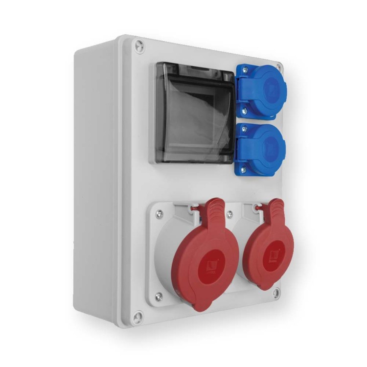 Rozdzielnica R-BOX 240 4S 1x32A/5P 1x16A/5P 2x250V, puste okno, b/R IP44 B.1701  Hurtownia Elektryczna Lux-Elektro Rzeszów Tyczyn | Sklep Elektryczny Online