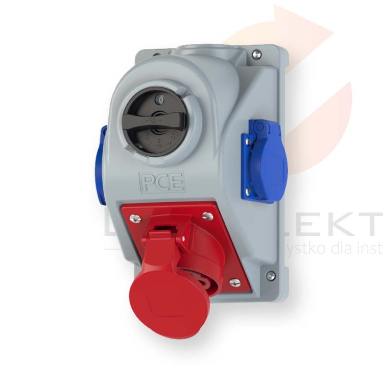 Gniazdo stałe z wyłącznikiem 0-1 32A 5P 400V + 2x2P+Z 230V IP44 COMBO-POL 96062542W PCE  Hurtownia Elektryczna Lux-Elektro Rzeszów Tyczyn | Sklep Elektryczny Online