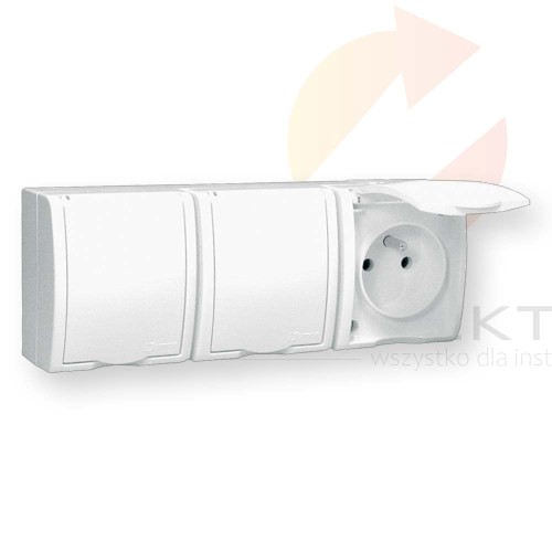 Simon Aquarius Gniazdo hermetyczne potrójne z/u IP54 z klapką pełną białe AQGZ1-3/11 Hurtownia Elektryczna Lux-Elektro Rzeszów Tyczyn | Sklep Elektryczny Online