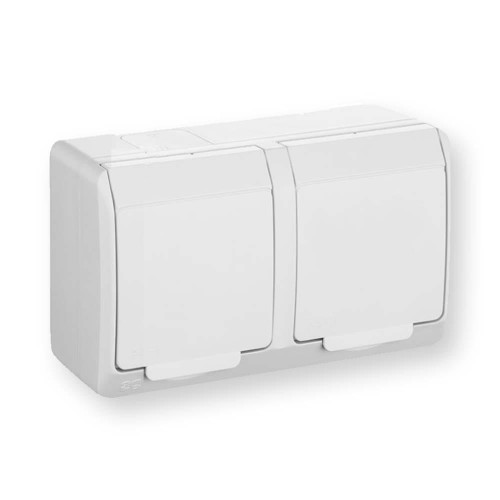 Hermes Gniazdo hermetyczne podwójne natynkowe z uziemieniem 16A IP44 białe GNT 0322-02 ELEKTRO-PLAST NASIELSK Hurtownia Elektryczna Lux-Elektro Rzeszów Tyczyn | Sklep Elektryczny Online