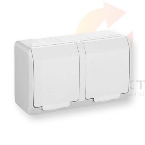 Hermes Gniazdo hermetyczne podwójne natynkowe z uziemieniem 16A IP44 białe GNT 0322-02 ELEKTRO-PLAST NASIELSK Hurtownia Elektryczna Lux-Elektro Rzeszów Tyczyn | Sklep Elektryczny Online