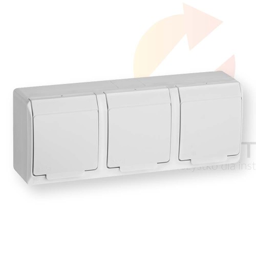 Hermes Gniazdo hermetyczne potrójne z/u 16A IP44 białe GNT 0323-02 ELEKTRO-PLAST NASIELSK Hurtownia Elektryczna Lux-Elektro Rzeszów Tyczyn | Sklep Elektryczny Online