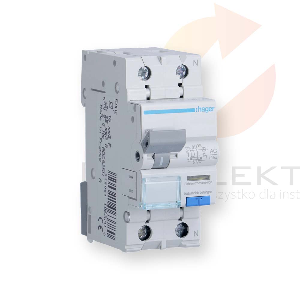 HAGER wyłącznik różnicowo-nadprądowy 2P C20A 30mA Typ A ADA970D Hurtownia Elektryczna Lux-Elektro Rzeszów Tyczyn | Sklep Elektryczny Online
